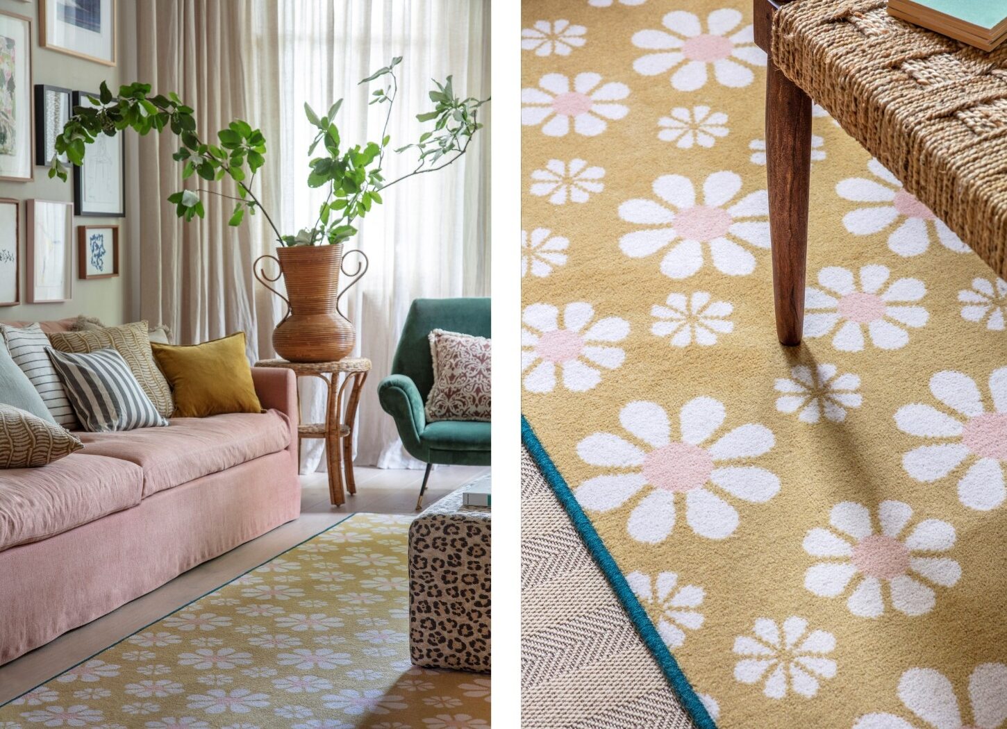 Alternative Flooring's Quirky Bloom Rug with a whipped edge.