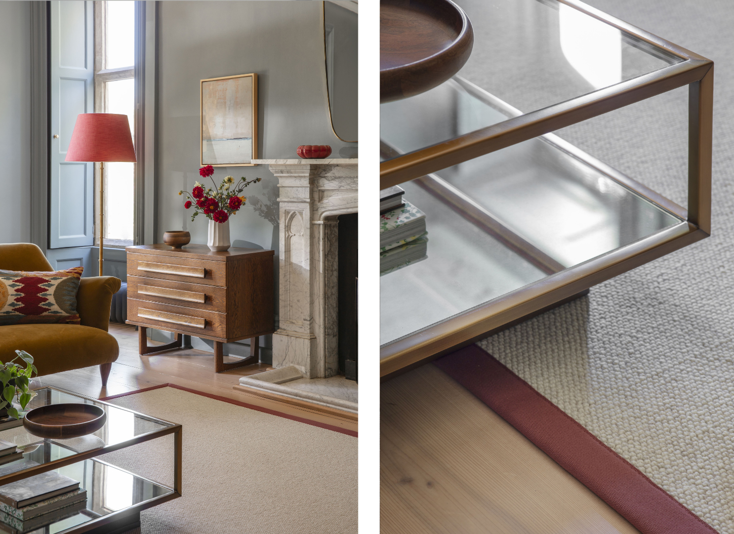 Wool Riverbed Kells Bespoke Rug with a single Cotton Ginger border