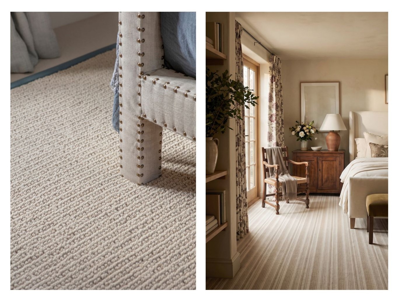 Wool Chunky Knit Bobble Bespoke Rug With A Cotton Cadet Border, Wool Connection in Reed Earth