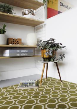 Mark Hampshire Make Me A Rug: Quirky Honeycomb Moss (7112) with whipped edge lifestyle shot 5 