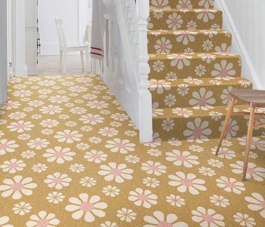 Quirky Bloom Polenta Carpet 7172 on Stairs