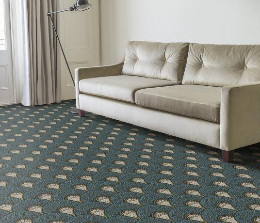 Quirky Divine Savages Deco Teal Carpet 7151 in Living Room