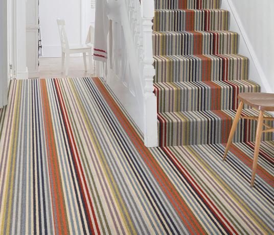 Margo Selby Stripe Frolic Westbrook Carpet 1921 on Stairs