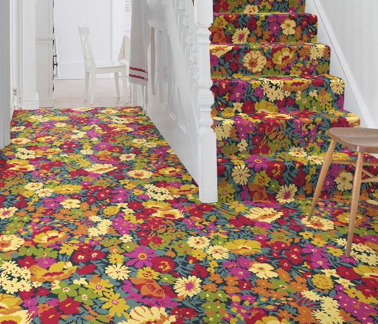Quirky B Liberty Fabrics Flowers of Thorpe Summer Garden Carpet 7525 on Stairs