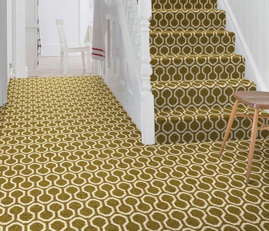 Quirky Honeycomb Moss Carpet 7112 on Stairs
