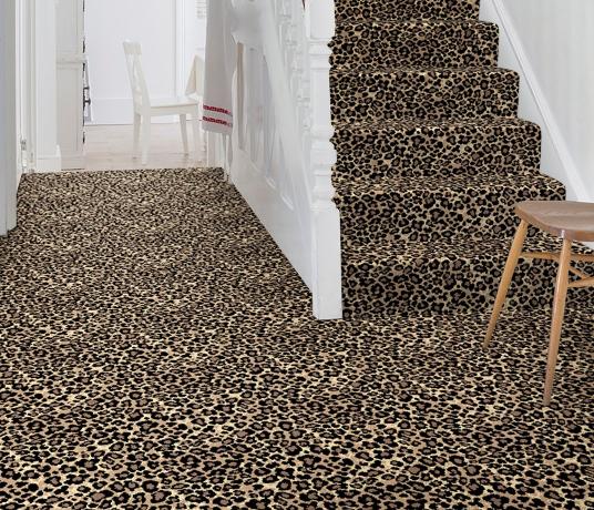 Quirky Leopard Java Carpet 7125 on Stairs