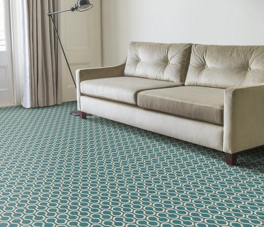 Quirky Honeycomb Duck Egg Carpet 7110 in Living Room