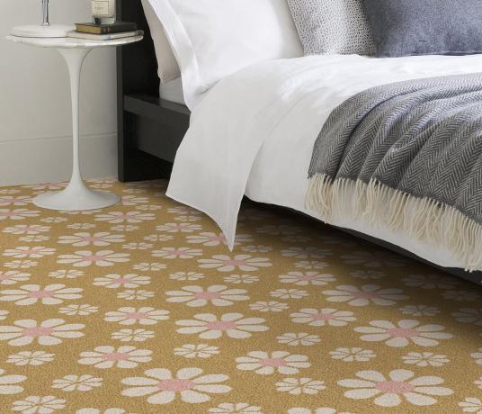 Quirky Bloom Polenta Carpet 7172 in Bedroom