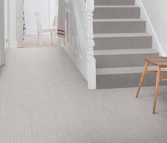 Wool Iconic Herringbone Coburn Carpet 1550 on Stairs