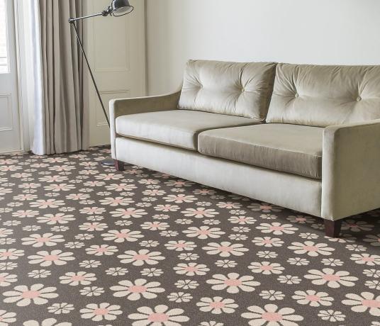 Quirky Bloom Tiramisu Carpet 7175 in Living Room