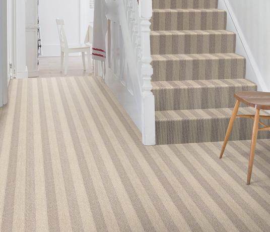Wool Blocstripe Canvas Olive Bloc Carpet 1855 on Stairs