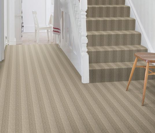 Wool Iconic Herringstripe Nerina Carpet 1561 on Stairs