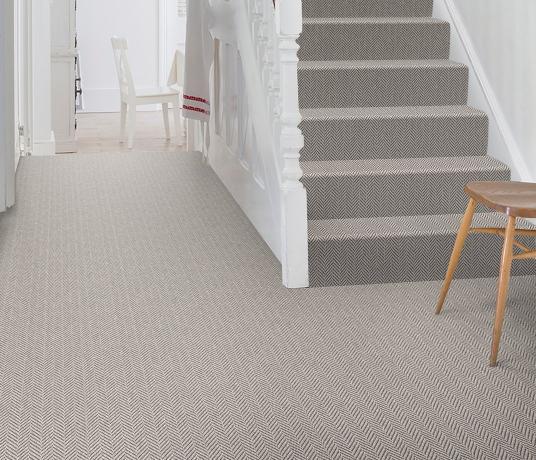 Wool Iconic Herringbone Heston Carpet 1553 on Stairs