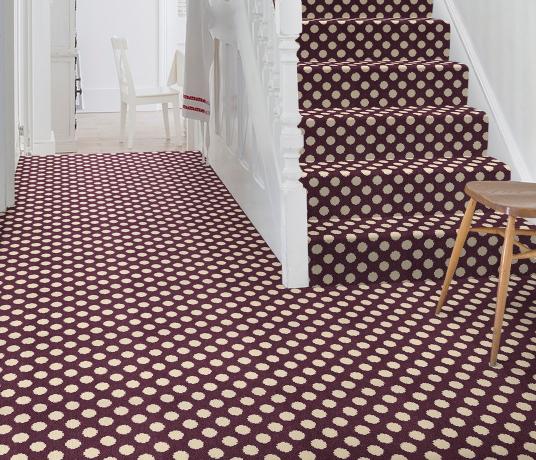 Quirky Spotty Damson Carpet 7141 on Stairs