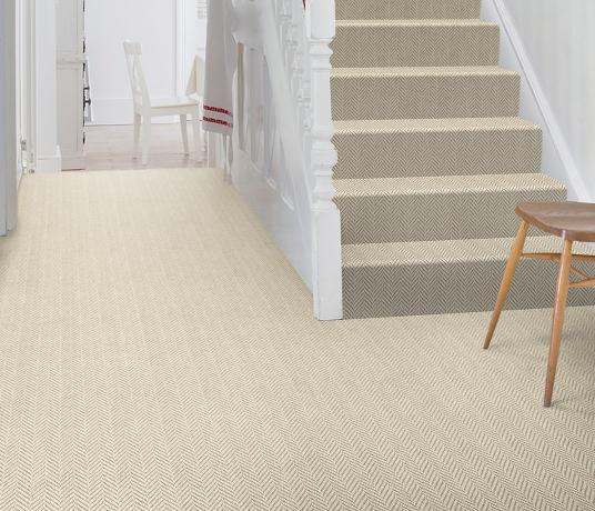 Wool Iconic Herringbone Gable Carpet 1526 on Stairs