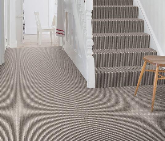 Wool Pinstripe Sable Bone Pin Carpet 1862 on Stairs