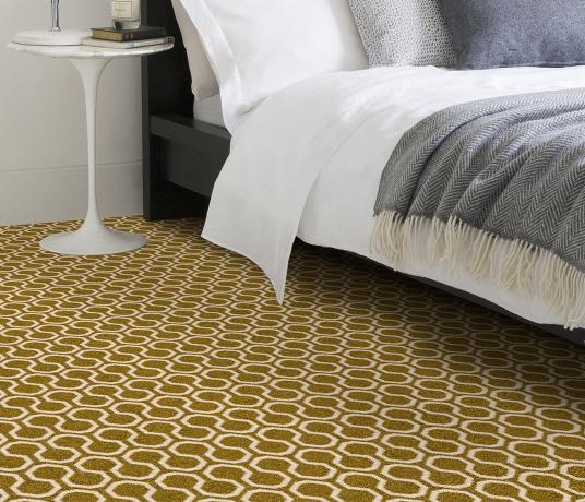 Quirky Honeycomb Moss Carpet 7112 in Bedroom
