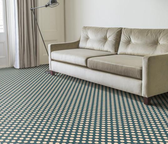 Quirky Spotty Duck Egg Carpet 7142 in Living Room