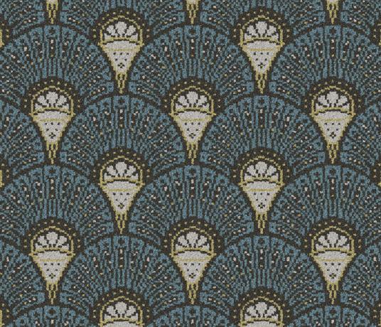 Quirky Divine Savages Deco Teal Carpet 7151 Swatch