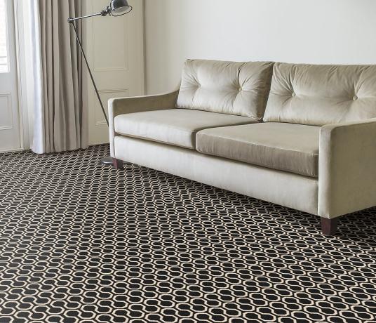 Quirky Honeycomb Black Carpet 7111 in Living Room