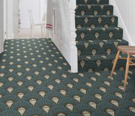 Quirky Divine Savages Deco Teal Carpet 7151 on Stairs thumb