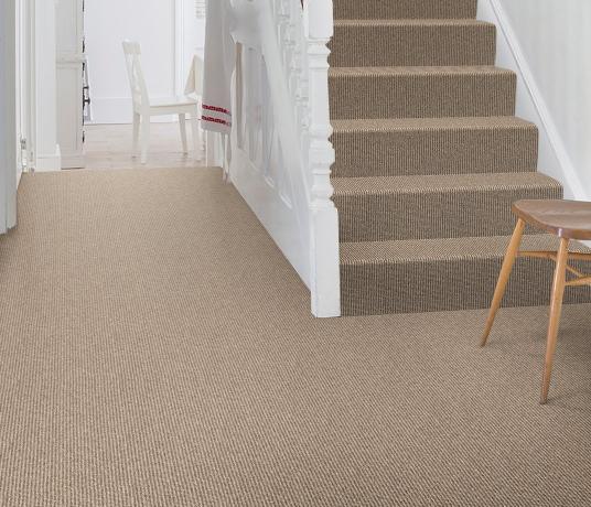 Wool Berber Spruce Carpet 1754 on Stairs