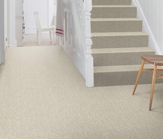 Wool Hygge Fika Kaffe Carpet 1593 on Stairs