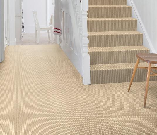 Wool Pinstripe Ochre String Pin Carpet 1866 on Stairs