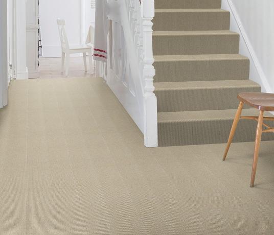 Wool Cord Hessian Carpet 5782 on Stairs