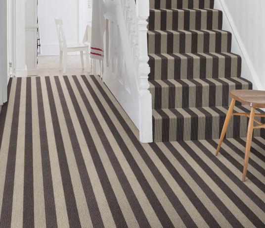 Wool Blocstripe Sable Olive Bloc Carpet 1850 on Stairs