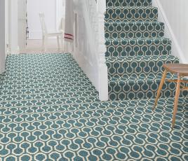 Quirky Honeycomb Duck Egg Carpet 7110 on Stairs thumb