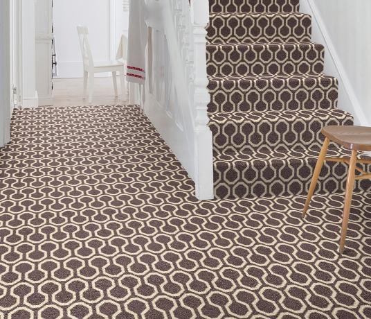 Quirky Honeycomb Grey Carpet 7113 on Stairs