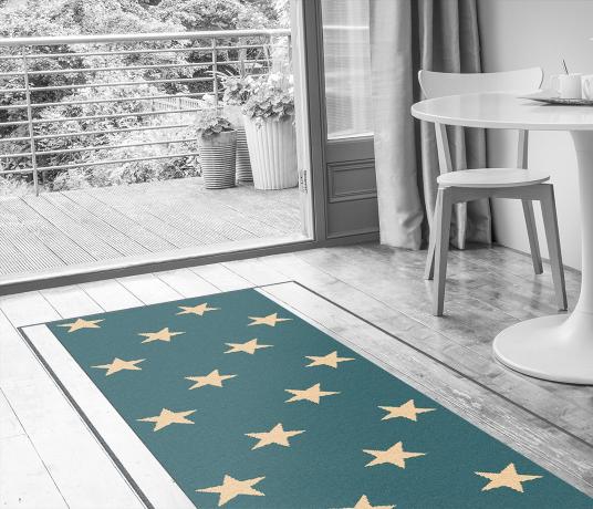 Quirky Stars Blue Sky Runner 7094 in Living Room (Make Me A Rug)