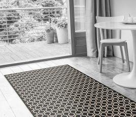 Quirky Honeycomb Black Runner 7028 in Living Room (Make Me A Rug) thumb