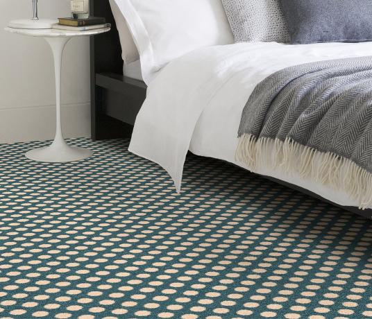 Quirky Spotty Duck Egg Carpet 7142 in Bedroom