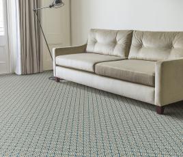 Quirky Geo Duck Egg Carpet 7130 in Living Room thumb
