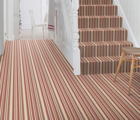 Quirky Hot Herring Ruby Carpet 7138 on Stairs