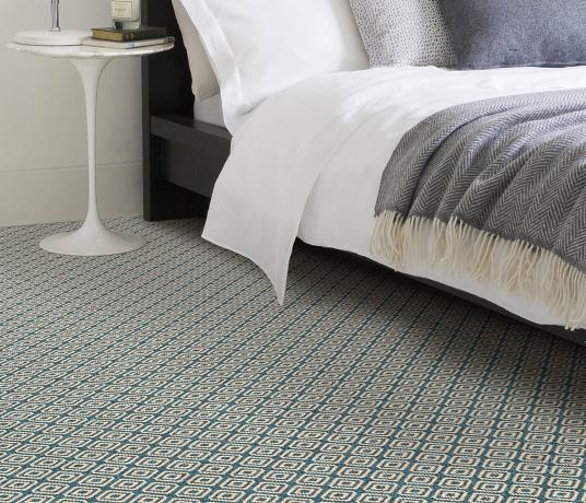 Quirky Geo Duck Egg Carpet 7130 in Bedroom