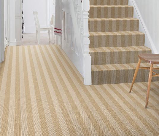Wool Blocstripe Ochre String Bloc Carpet 1856 on Stairs
