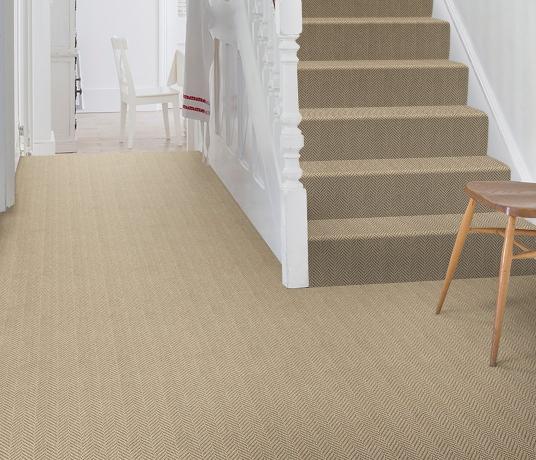 Wool Iconic Herringbone Niro Carpet 1523 on Stairs