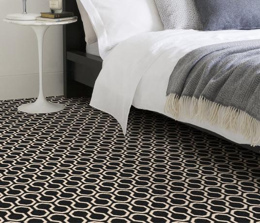 Quirky Honeycomb Black Carpet 7111 in Bedroom