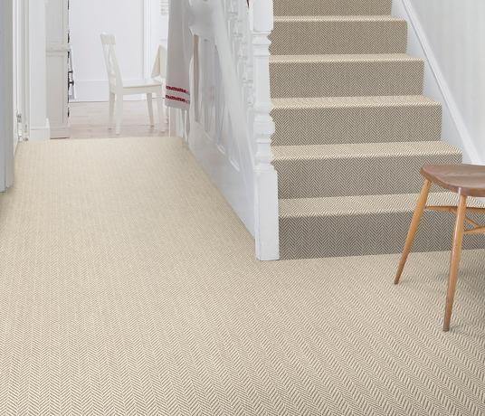 Wool Iconic Herringbone Newman Carpet 1552 on Stairs