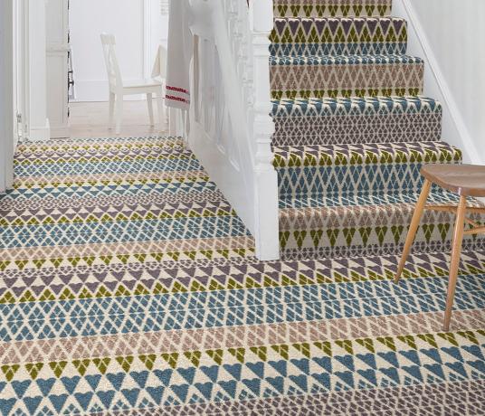 Quirky Margo Selby Fair Isle Annie Carpet 7210 on Stairs