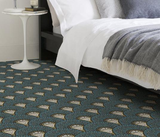 Quirky Divine Savages Deco Teal Carpet 7151 in Bedroom