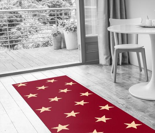 Quirky Stars Red Sky Runner 7093 in Living Room (Make Me A Rug)