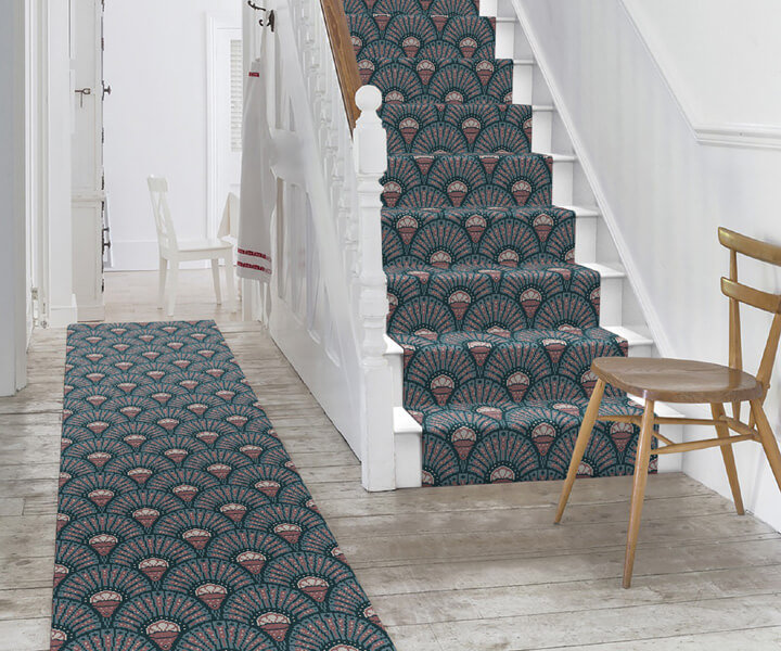 Quirky Deco Blush Patterned Stair and Hall Runner Rug designed by Divine Savages