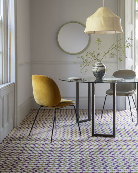 Quirky Ribbon Magenta British Patterned Carpets designed by Margo Selby