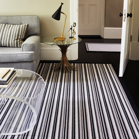 Alternative Flooring bespoke monochrome Rock 'n' Roll striped wool rug