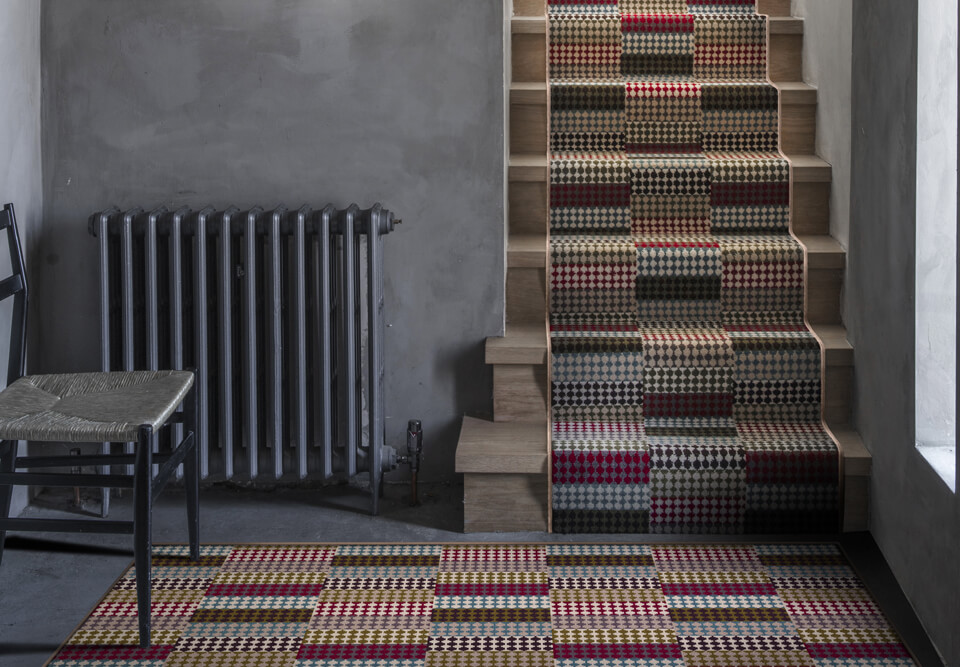 Alternative Flooring, Trend Watch Inspiration, Autumn 2022, Quirky Patch British patterned carpet, rugs, runners by Margo Selby