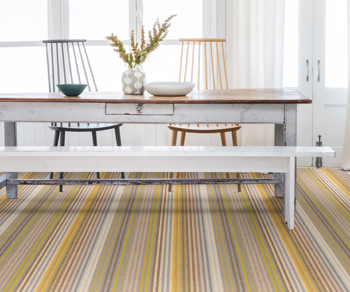 Alternative Flooring, Trend Watch Inspiration, Summer 2022, Yellow Striped Carpet by Margo Selby